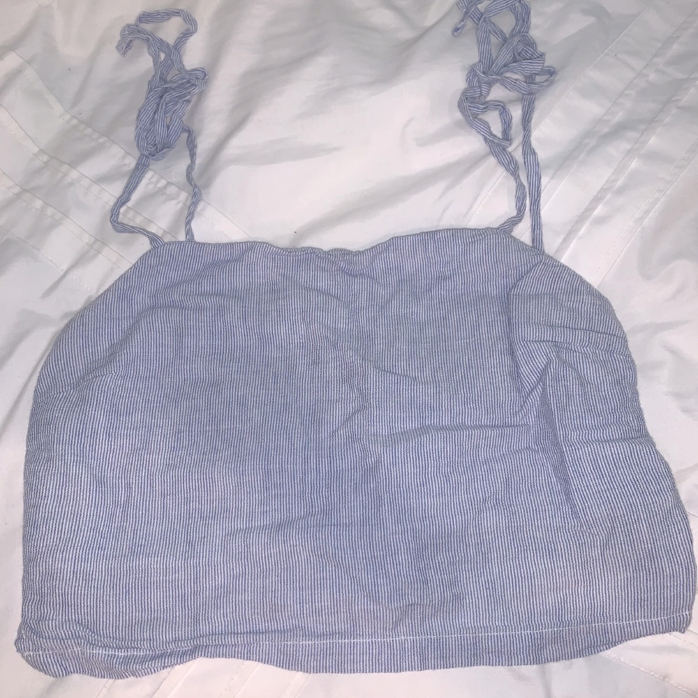 Brandy melville Blue and white striped tie top
